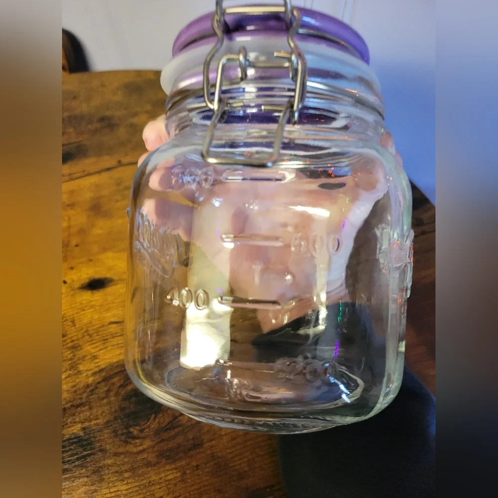 Halloween Mason jar with ceramic pumkin latching lid